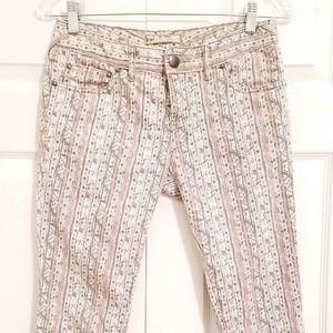 FREE PEOPLE pink boho print skinny denim jeans 26